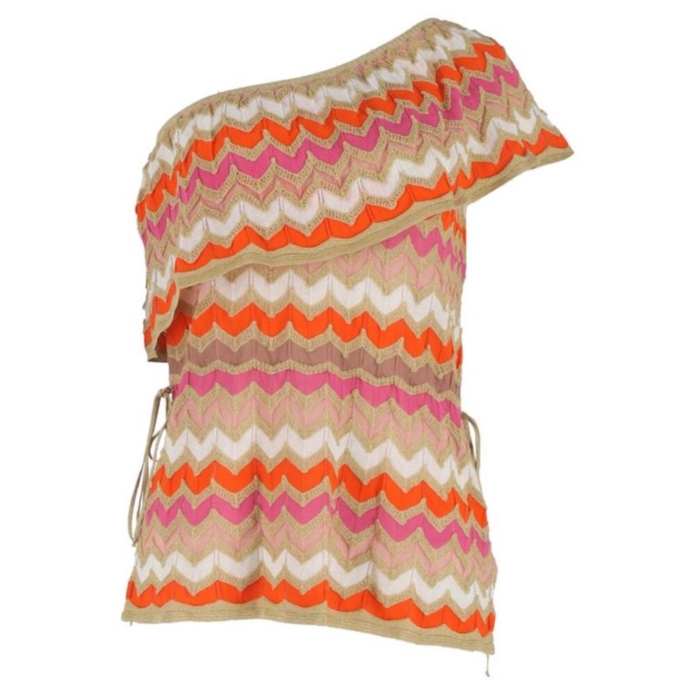 Missoni Multicolor Zigzag One-Shoulder Top